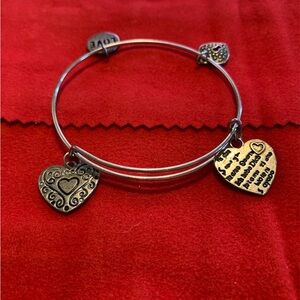 Silver Heart Charm Bangle Bracelet